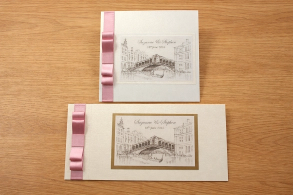 Venice hand drawn sketch personalised wedding invitation