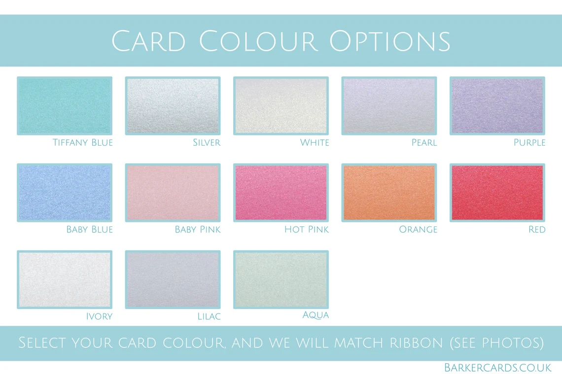 Wedding Jewellery Pearlised Card Colour Options