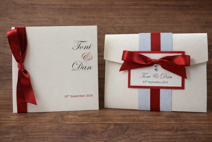 Classic Bow Wedding Invitation Red