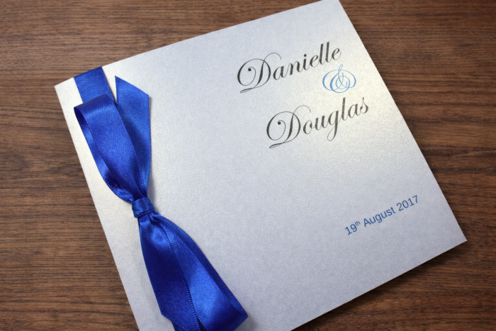 Classic Bow Wedding Invitation Royal Blue