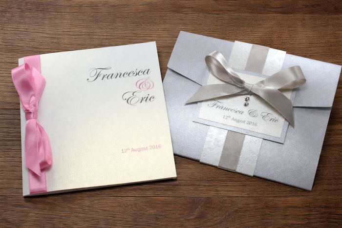 Classic Bow Wedding Invitation Pink