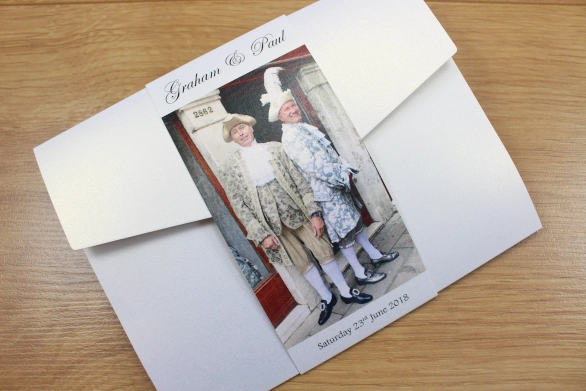 Alternative Pocketfold Wedding Invitation Gift List RSVP Breakfast Menu Bride and Groom Picture

