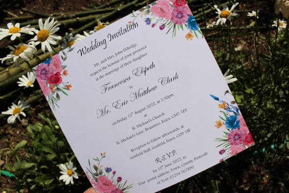Summer Water-colour Affordable Wedding Invitation Flat Double-sided 
