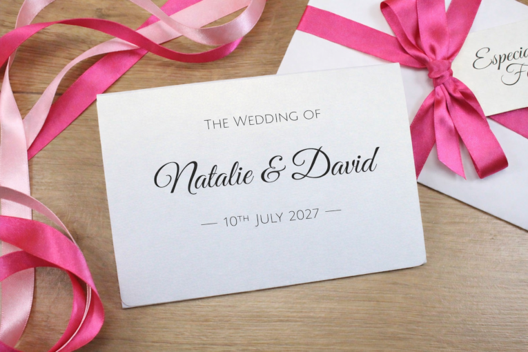Free wedding invitation sample of our affordable Pocketfold wedding range