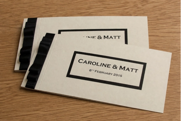 Caroline & Matt from Bishop's Startford stunning black and white wedding invitations