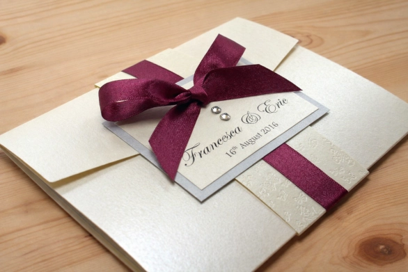 Burgundy pocketfold wedding invitations