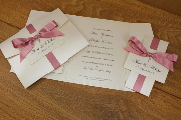 Example of the inside of a Pocketfold wedding invitation