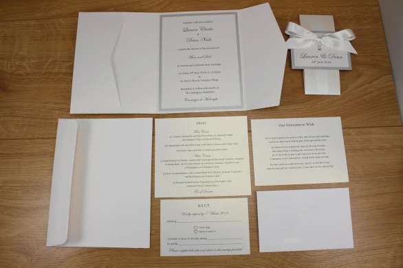 Example of a Pocketfold wedding invitation - inside and contents