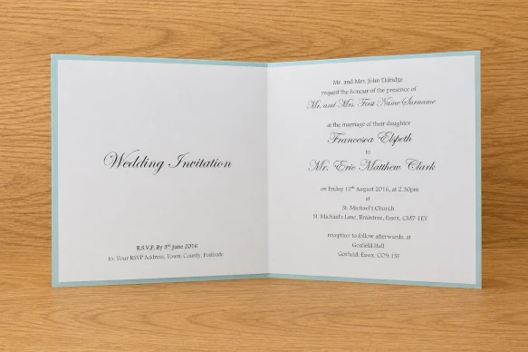 Classic wedding invitation paper insert example