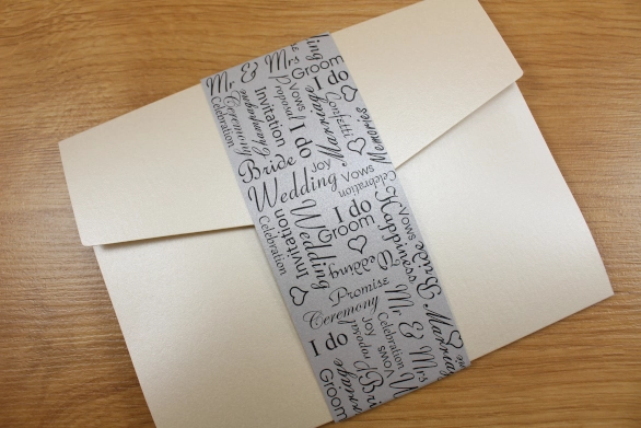 Pocketfold Alternative Wedding Invitation Printed Band Unusual Elegant Luxury
