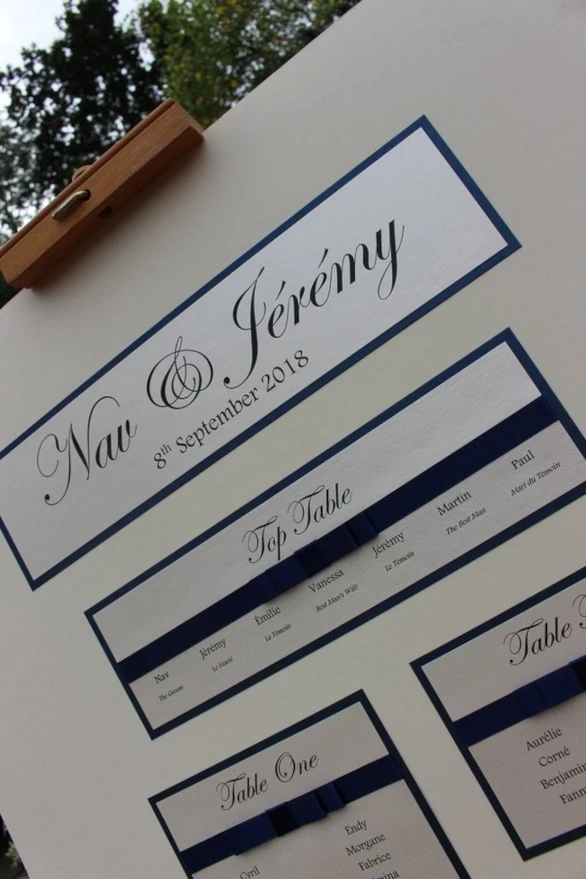 Navy blue wedding table plan size A1