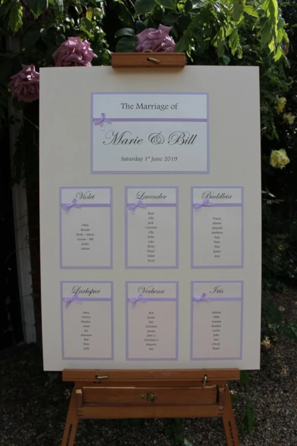 lilac purple wedding table plan size A1
